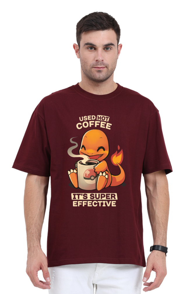 Coffee Lover Dragon Oversized T Shirt