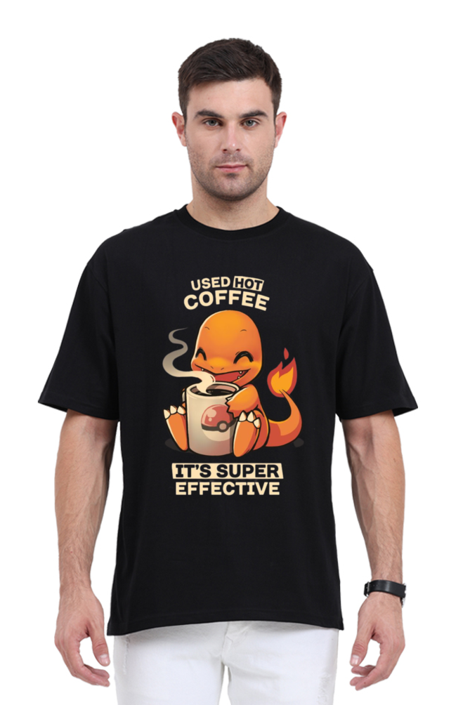 Coffee Lover Dragon Oversized T Shirt