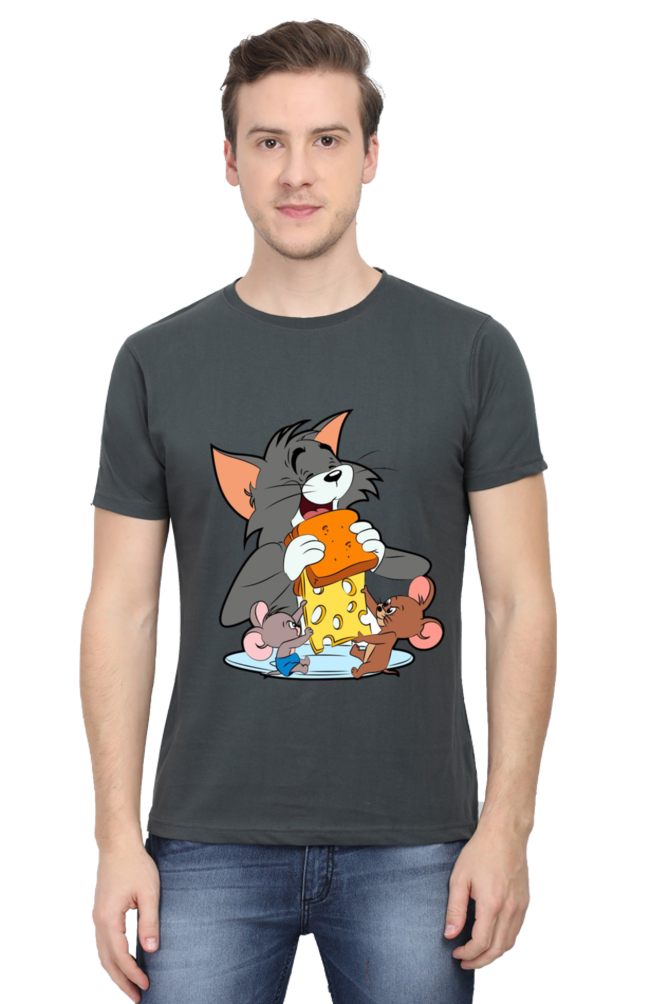 Tom and Jerry Eating Cheese - Regular T-Shirt For Men