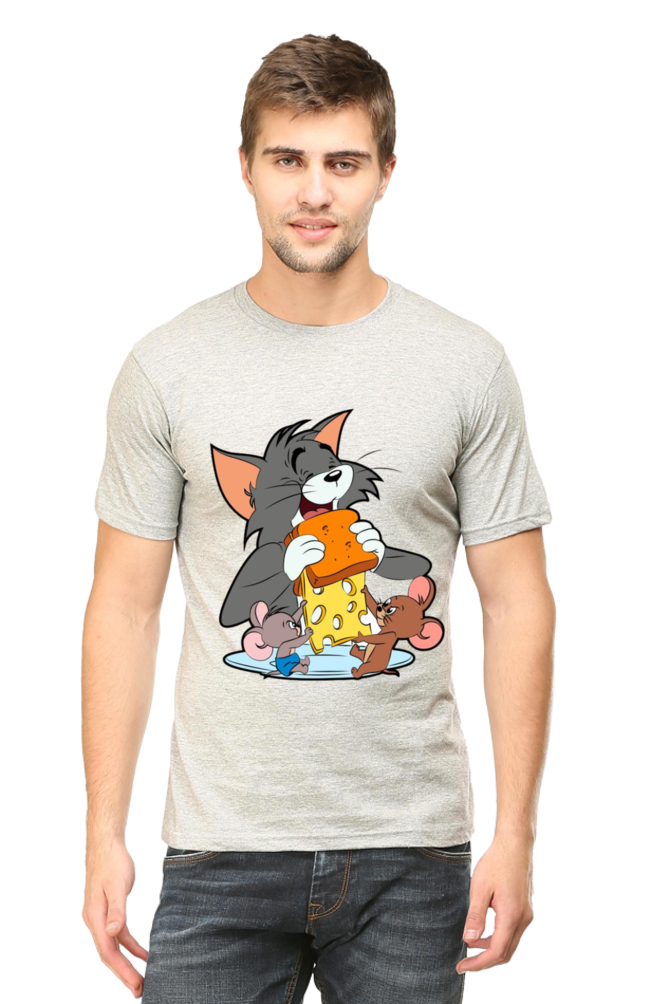 Tom and Jerry Eating Cheese - Regular T-Shirt For Men