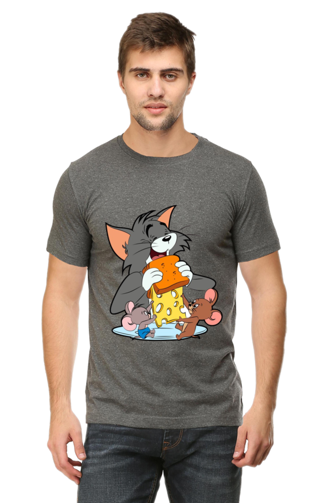 Tom and Jerry Eating Cheese - Regular T-Shirt For Men