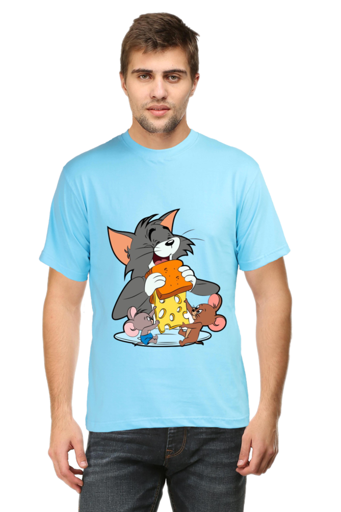 Tom and Jerry Eating Cheese - Regular T-Shirt For Men