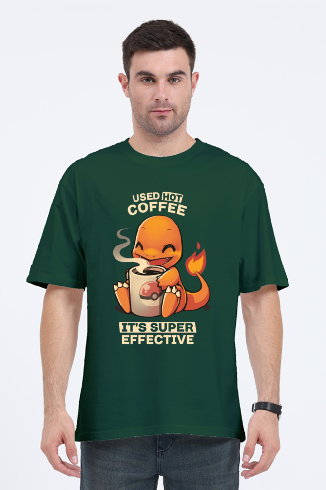 Coffee Lover Dragon Oversized T Shirt